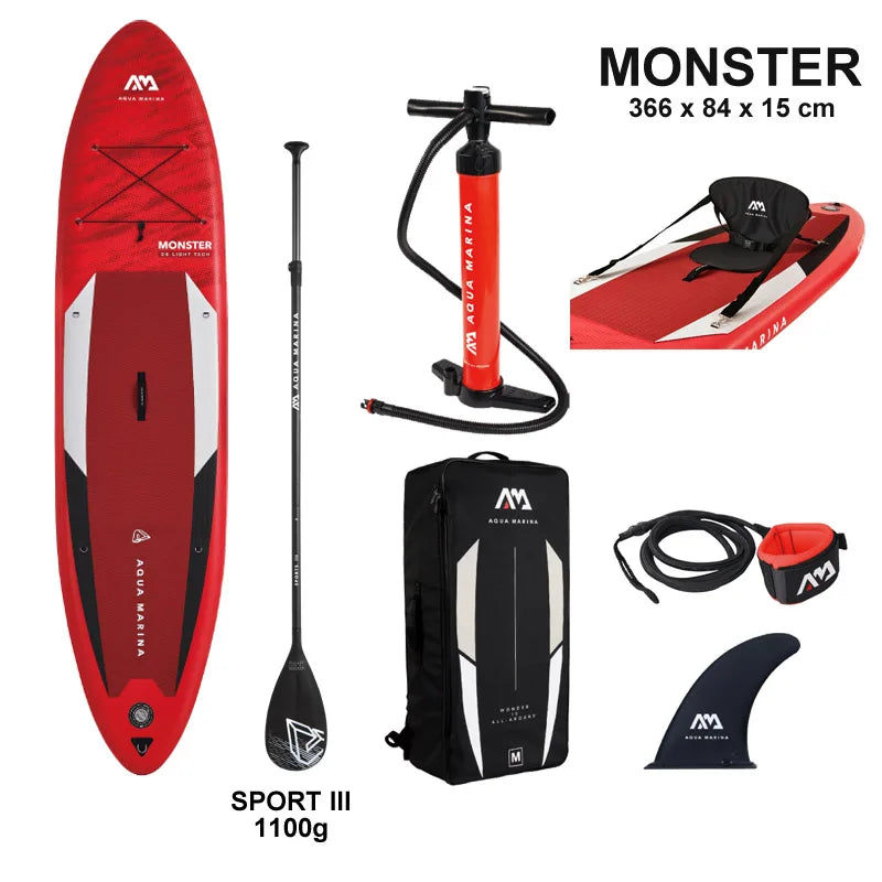 Inflatable SUP Stand up Paddle Board,Model MONSTER Bt-23Mop,Water Sport Board, Boat, Yacht, Surf, 366X84X15Cm