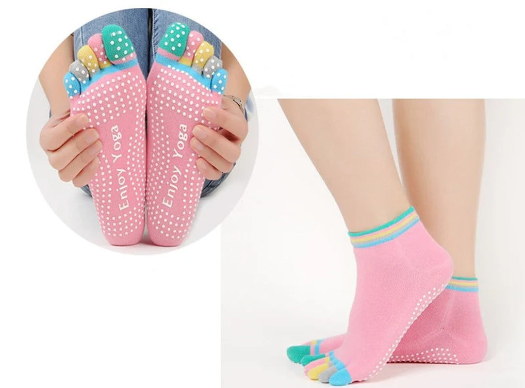 Women Half Toe Ballet Yoga Socks Non-Slip Peep Toe Anti-Slip Pilates Ankle Grip Durable Open Half Five Fingers Sport Socks