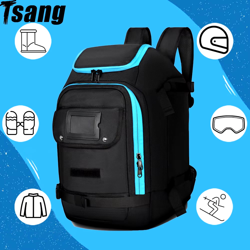 50L Outdoor Ski Bag Large Capacity Waterproof Breathable Skiing Boot Backpack Storage Helmet Coat Hang Skis Adjustable 스키