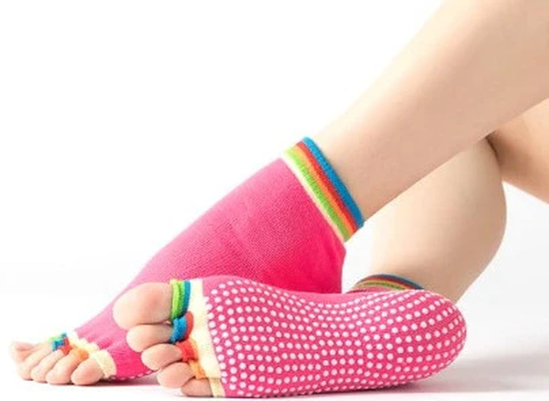 Women Half Toe Ballet Yoga Socks Non-Slip Peep Toe Anti-Slip Pilates Ankle Grip Durable Open Half Five Fingers Sport Socks