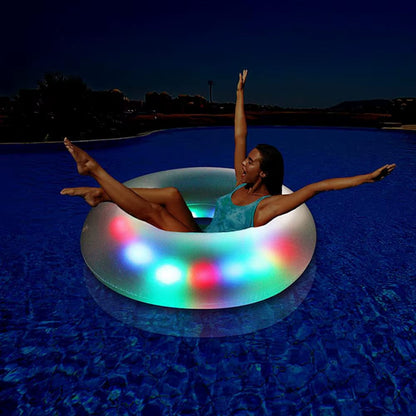 100Cm Colorful Lights LED Swimming Ring Safety Inflatable Swim Tube Raft Swimming Circle Summer Party Pool Floats Tube Pool Ring