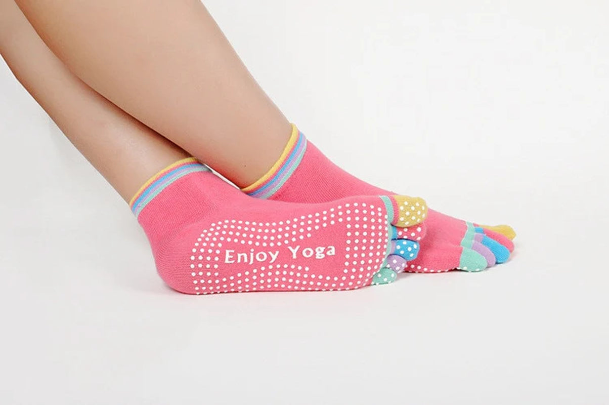 Women Half Toe Ballet Yoga Socks Non-Slip Peep Toe Anti-Slip Pilates Ankle Grip Durable Open Half Five Fingers Sport Socks