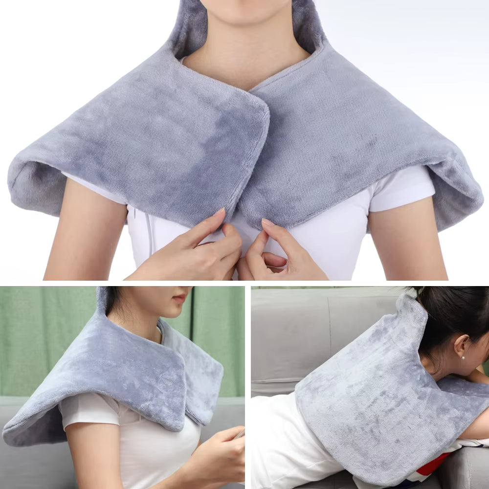 Electric Heating Shoulder Neck Pad Massager Cervical Brace Wrap Thermal Compress Relieve Pain Fatigue Warm Back Brace EU Plug